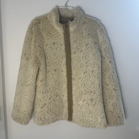 COLDWATER CREEK Coat Penny Lane Jacket Tan Faux Suede & Shearling Sz L? Sherpa - Picture 4 of 8